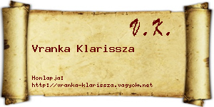 Vranka Klarissza névjegykártya
